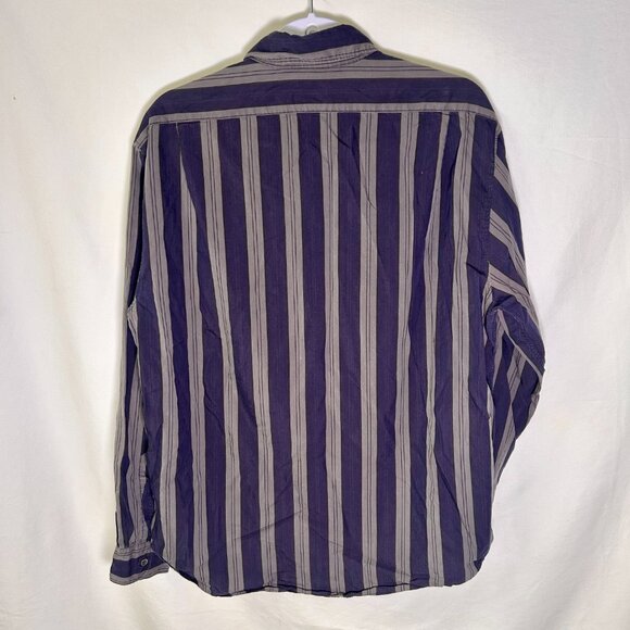 Armani long sleeve striped button-up shirt in blue and gray Size L - Picture 4 of 8